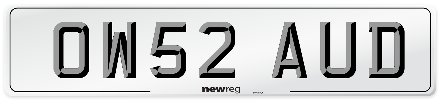 OW52 AUD Number Plate from New Reg